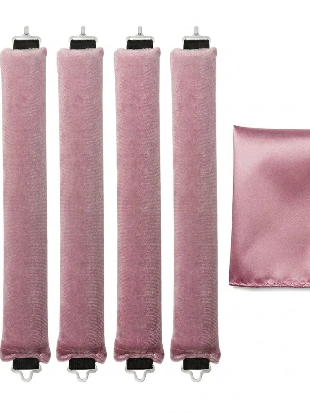 Heatless Hair Curler Rods Set 4 Velvet Foam Hair Rollers + 1 Satin Hair Scarf